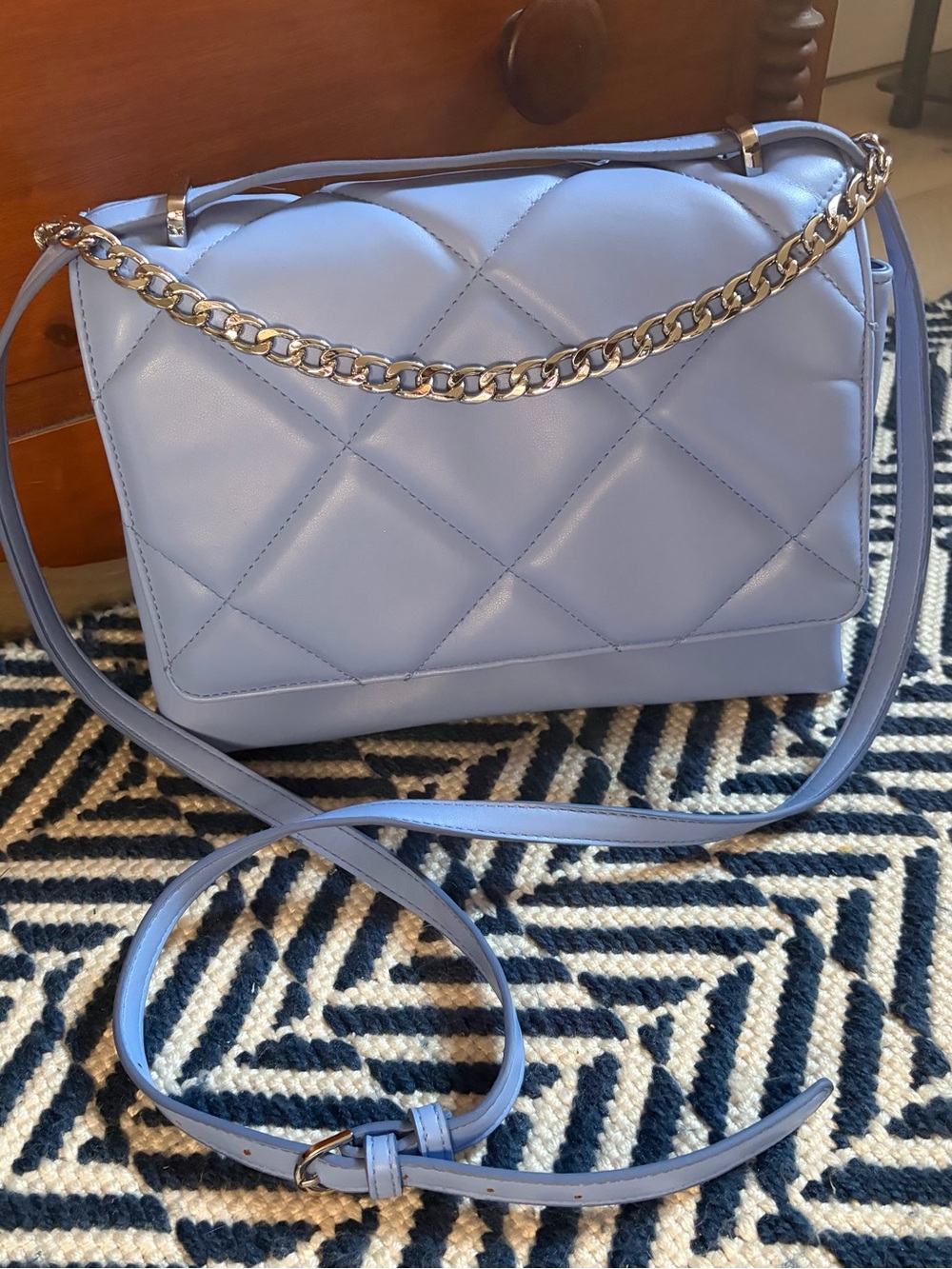 NWOT “A New Day” Lavender Quilted Crossbody Bag with Gold Chain